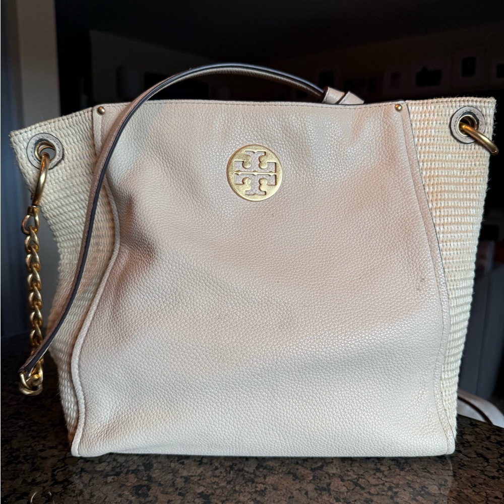 Tory Burch Beige Leather Shoulder Bag